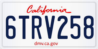 CA license plate 6TRV258