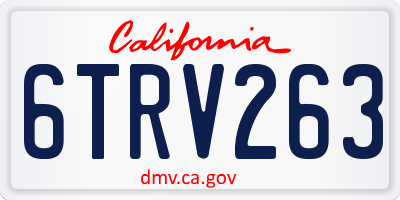 CA license plate 6TRV263