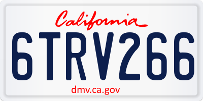 CA license plate 6TRV266