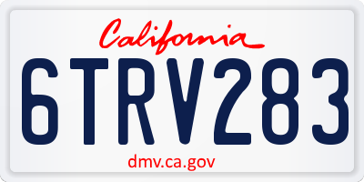 CA license plate 6TRV283