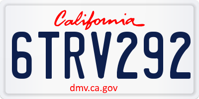 CA license plate 6TRV292