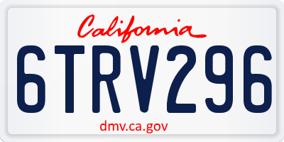 CA license plate 6TRV296