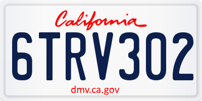CA license plate 6TRV302