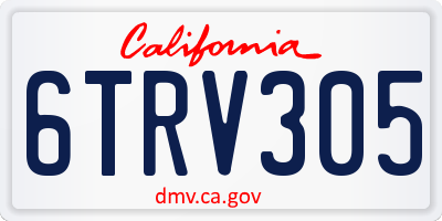 CA license plate 6TRV305