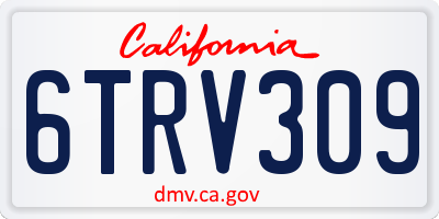 CA license plate 6TRV309