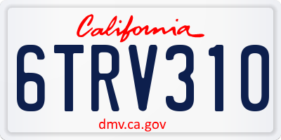 CA license plate 6TRV310