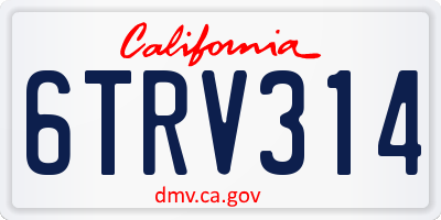 CA license plate 6TRV314