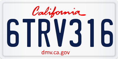 CA license plate 6TRV316