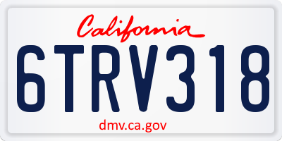 CA license plate 6TRV318
