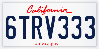 CA license plate 6TRV333