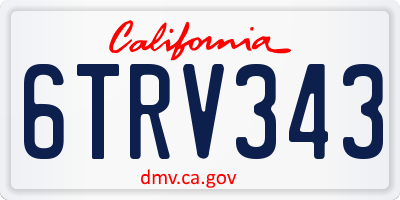 CA license plate 6TRV343