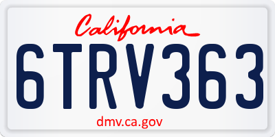 CA license plate 6TRV363