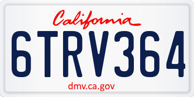 CA license plate 6TRV364