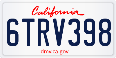 CA license plate 6TRV398