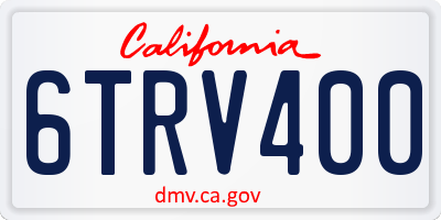 CA license plate 6TRV400