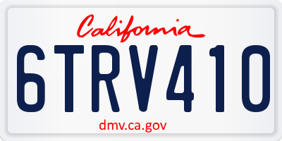 CA license plate 6TRV410