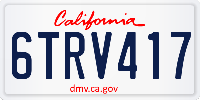 CA license plate 6TRV417
