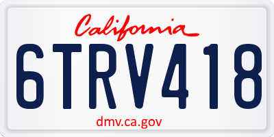 CA license plate 6TRV418