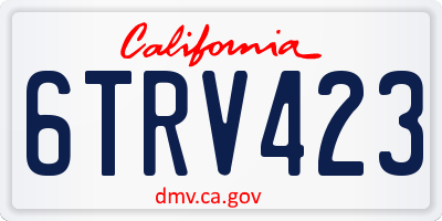 CA license plate 6TRV423