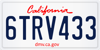 CA license plate 6TRV433