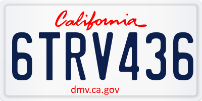 CA license plate 6TRV436