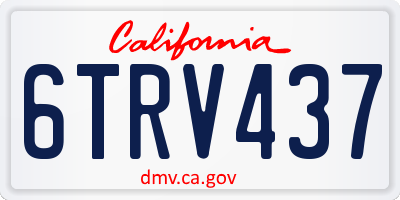 CA license plate 6TRV437