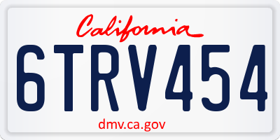 CA license plate 6TRV454