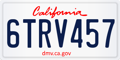 CA license plate 6TRV457