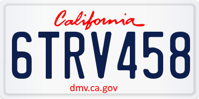 CA license plate 6TRV458