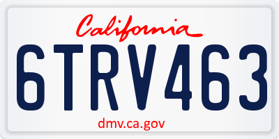 CA license plate 6TRV463