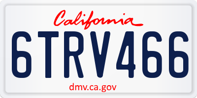 CA license plate 6TRV466