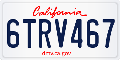 CA license plate 6TRV467