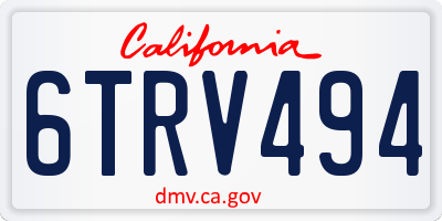 CA license plate 6TRV494