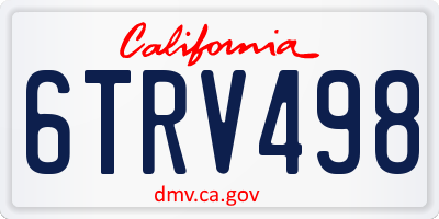 CA license plate 6TRV498