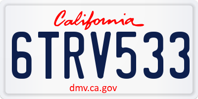 CA license plate 6TRV533