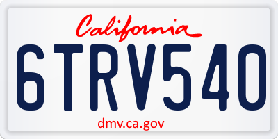 CA license plate 6TRV540