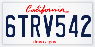 CA license plate 6TRV542