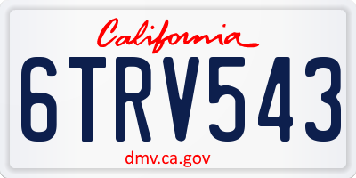 CA license plate 6TRV543