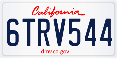 CA license plate 6TRV544