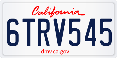 CA license plate 6TRV545