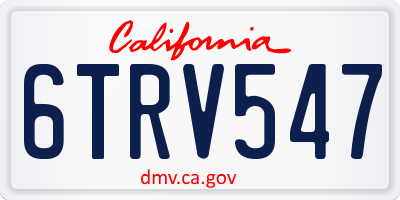 CA license plate 6TRV547