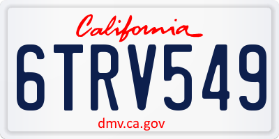 CA license plate 6TRV549