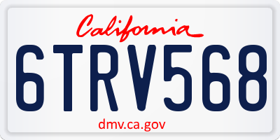 CA license plate 6TRV568