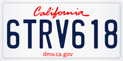 CA license plate 6TRV618