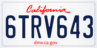 CA license plate 6TRV643