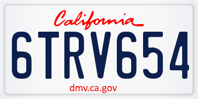 CA license plate 6TRV654