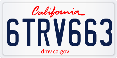 CA license plate 6TRV663