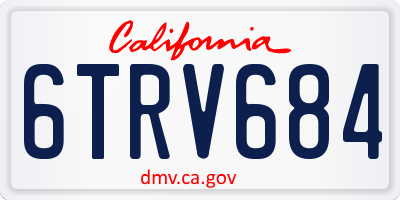 CA license plate 6TRV684