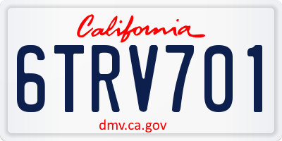 CA license plate 6TRV701