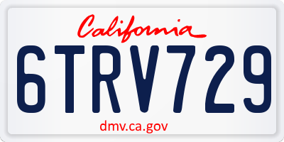 CA license plate 6TRV729